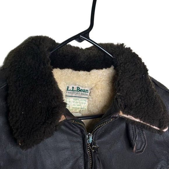 VTG LL Bean Aviator Jacket Shearling Goatskin - Picture 4 of 10